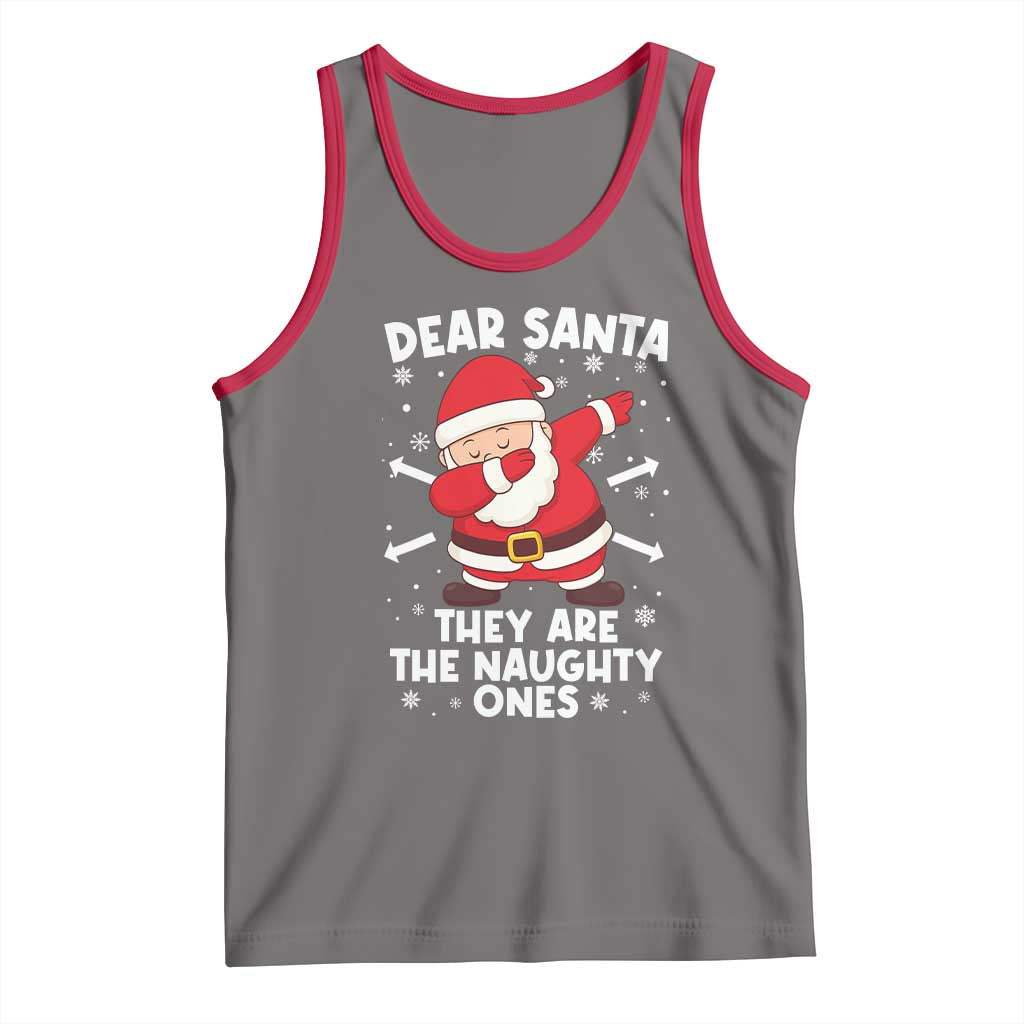 Dear Santa They Naughty Ones Tank Top Dabbing Santa Christmas Pajamas PJ Xmas Gifts TS10 Deep Heather Red Print Your Wear