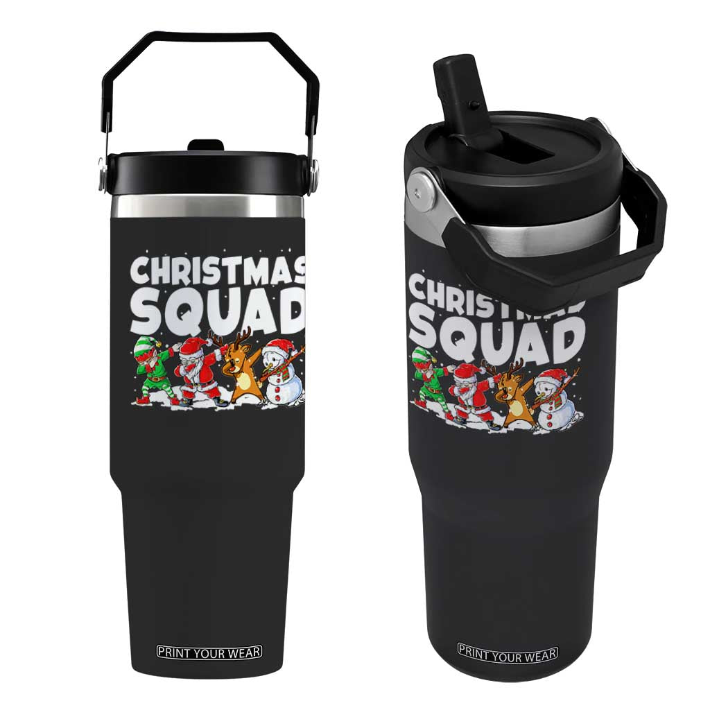 Christmas Squad Flip Straw Tumbler Santa Dabbing Elf Family Matching Pajamas TS10 One Size: 30 oz Black Print Your Wear