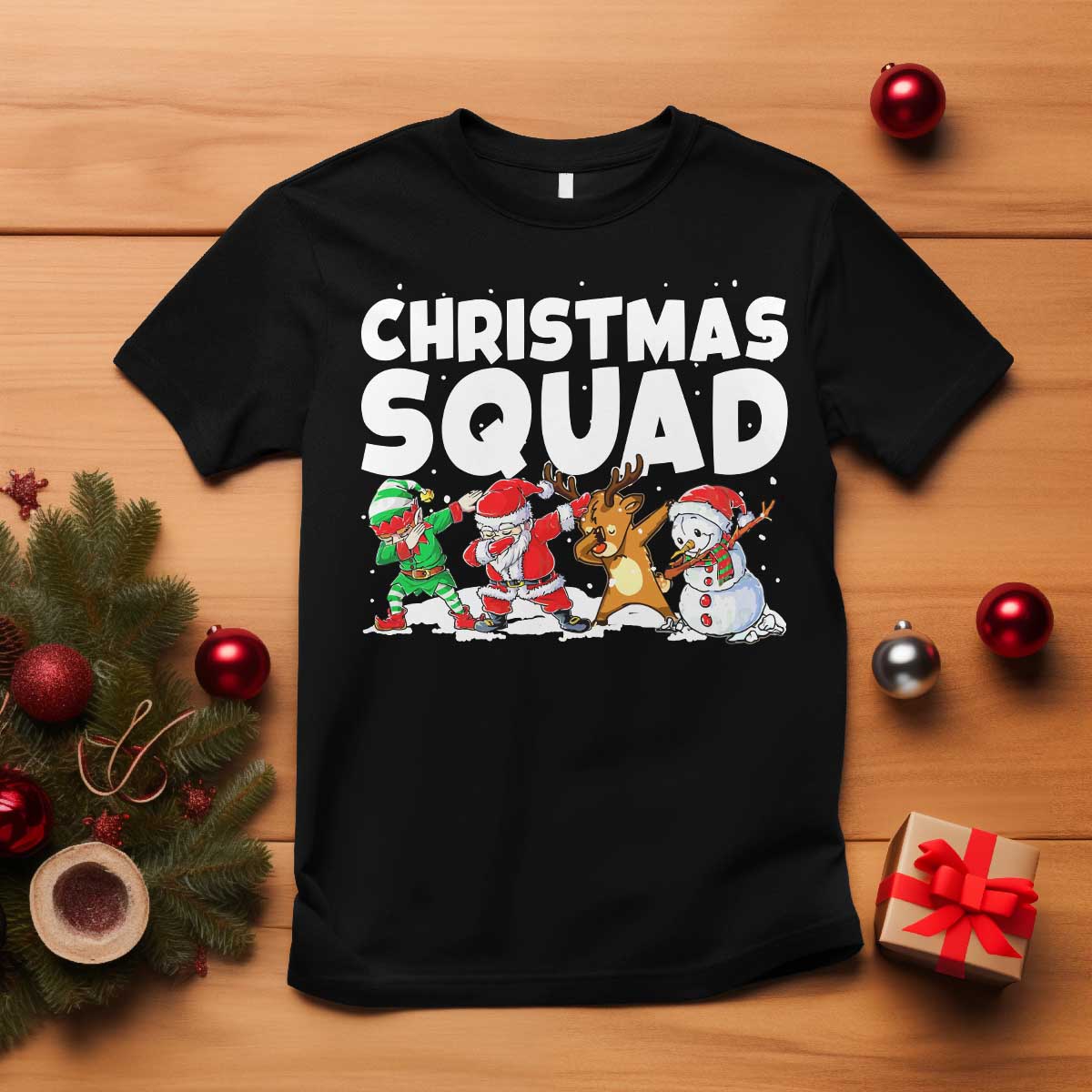 Christmas Squad T Shirt Santa Dabbing Elf Family Matching Pajamas TS10 Black Print Your Wear