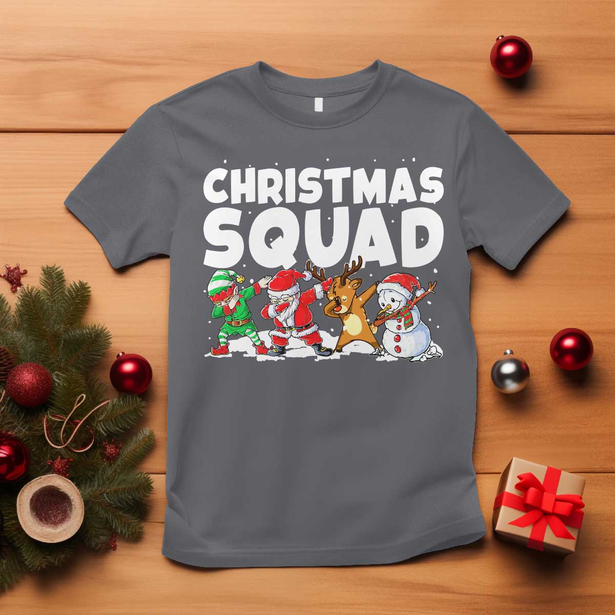 Christmas Squad T Shirt Santa Dabbing Elf Family Matching Pajamas TS10 Charcoal Print Your Wear