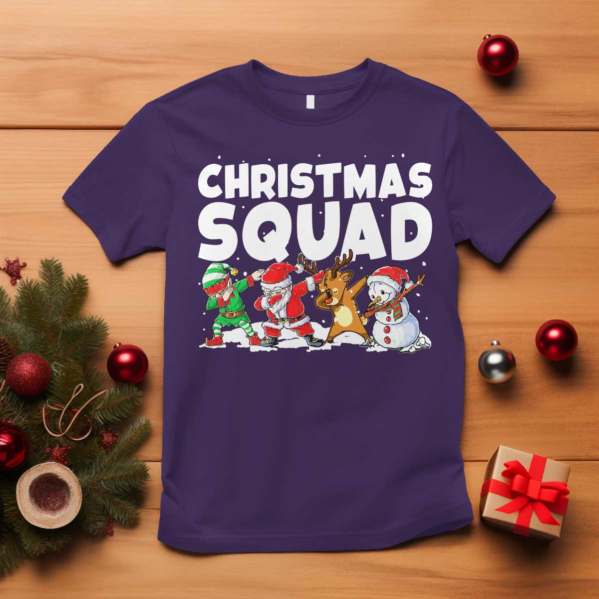 Christmas Squad T Shirt Santa Dabbing Elf Family Matching Pajamas TS10 Purple Print Your Wear