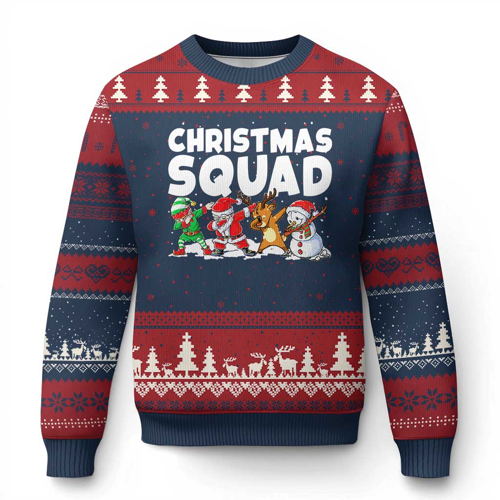 Christmas Squad Ugly Christmas Sweater Santa Dabbing Elf Family Matching Pajamas TS10 Navy Red Print Your Wear