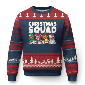 Christmas Squad Ugly Christmas Sweater Santa Dabbing Elf Family Matching Pajamas TS10 Navy Red Print Your Wear
