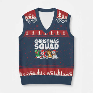 Christmas Squad V-Neck Knit Sweater Vest Santa Dabbing Elf Family Matching Pajamas TS10 Navy Red Print Your Wear