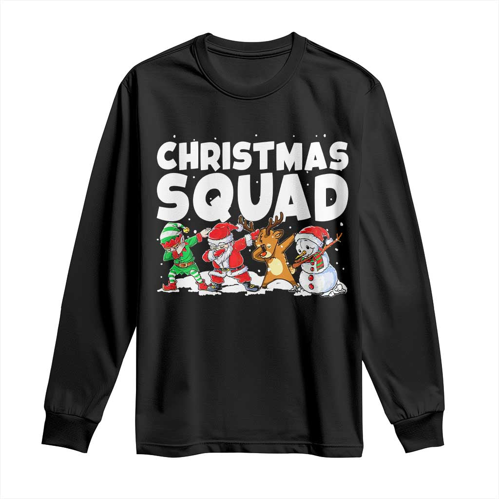 Christmas Squad Long Sleeve Shirt Santa Dabbing Elf Family Matching Pajamas TS10 Black Print Your Wear