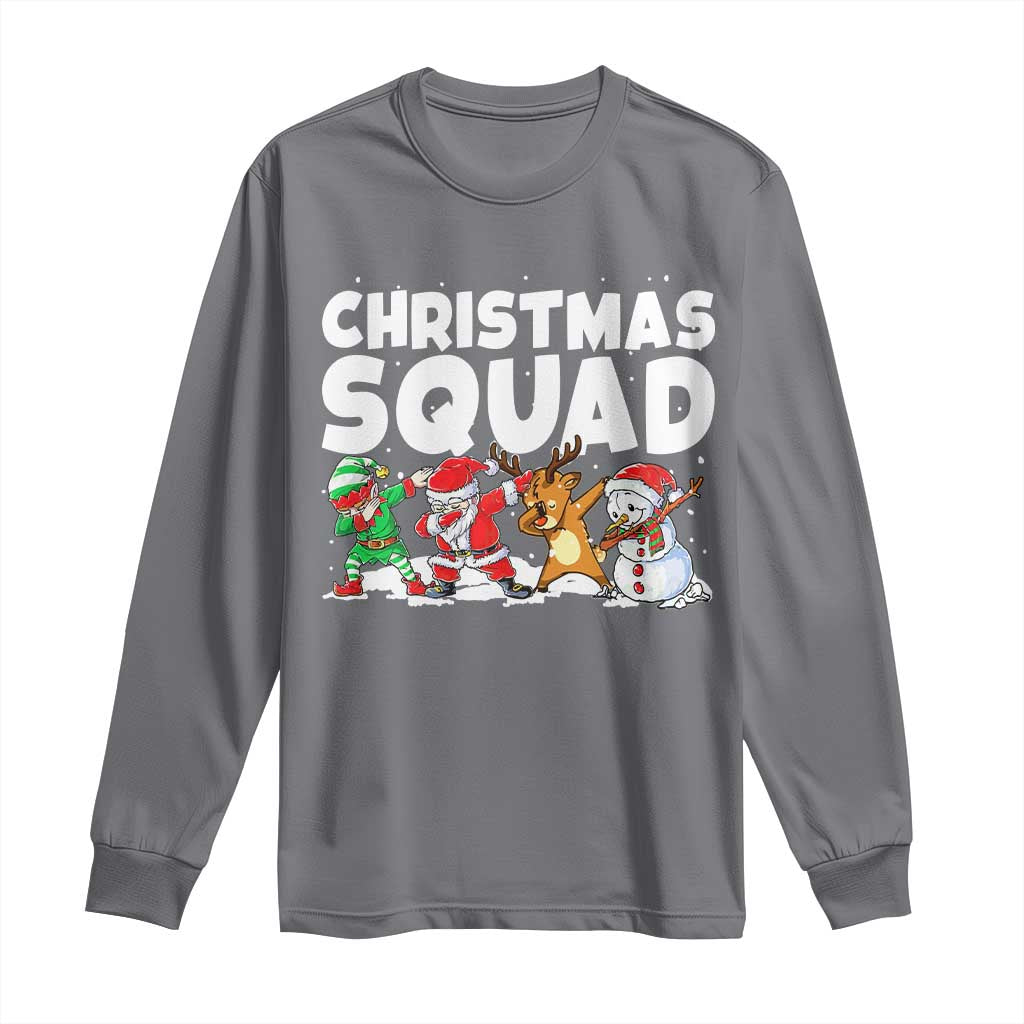 Christmas Squad Long Sleeve Shirt Santa Dabbing Elf Family Matching Pajamas TS10 Charcoal Print Your Wear