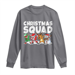 Christmas Squad Long Sleeve Shirt Santa Dabbing Elf Family Matching Pajamas TS10 Charcoal Print Your Wear