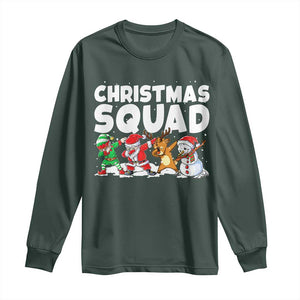 Christmas Squad Long Sleeve Shirt Santa Dabbing Elf Family Matching Pajamas TS10 Dark Forest Green Print Your Wear