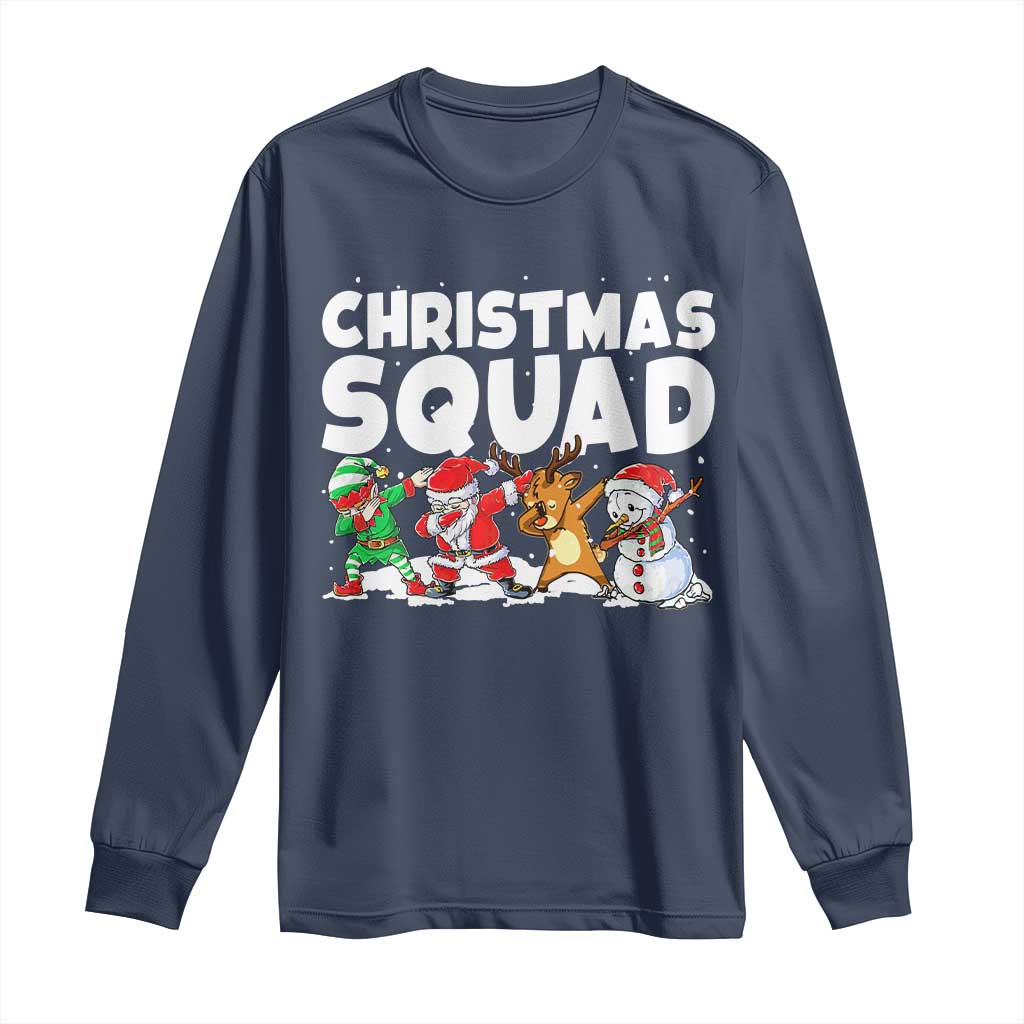 Christmas Squad Long Sleeve Shirt Santa Dabbing Elf Family Matching Pajamas TS10 Navy Print Your Wear
