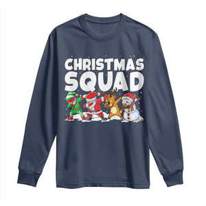 Christmas Squad Long Sleeve Shirt Santa Dabbing Elf Family Matching Pajamas TS10 Navy Print Your Wear