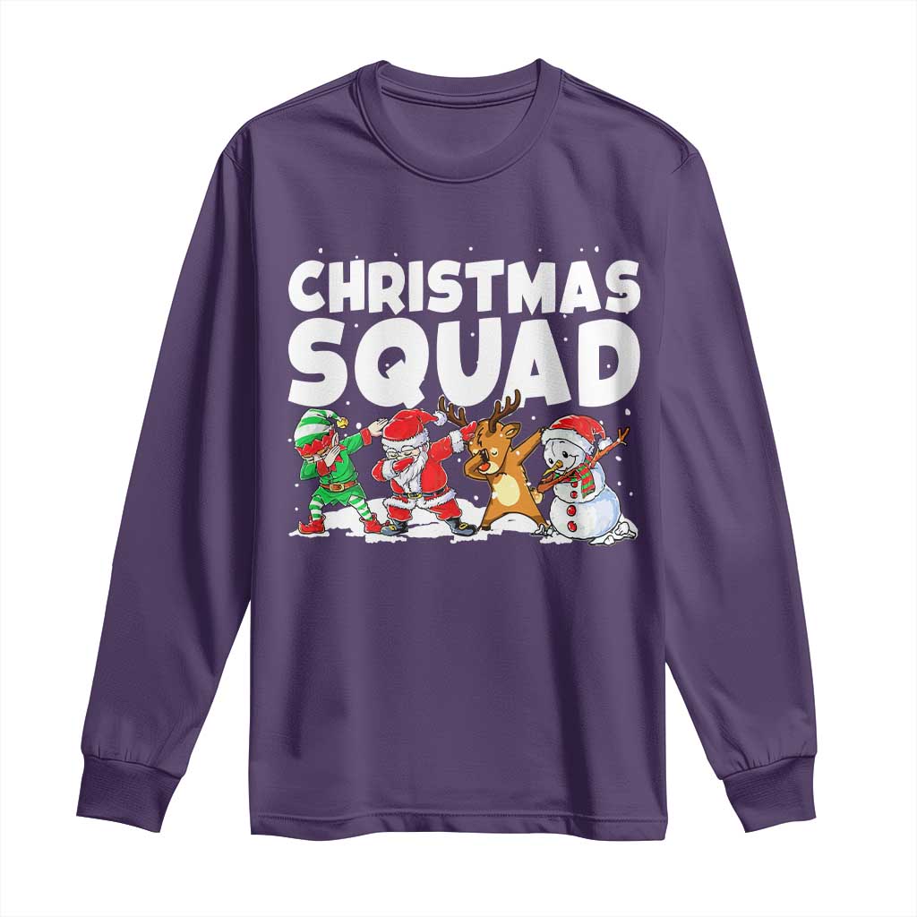 Christmas Squad Long Sleeve Shirt Santa Dabbing Elf Family Matching Pajamas TS10 Purple Print Your Wear