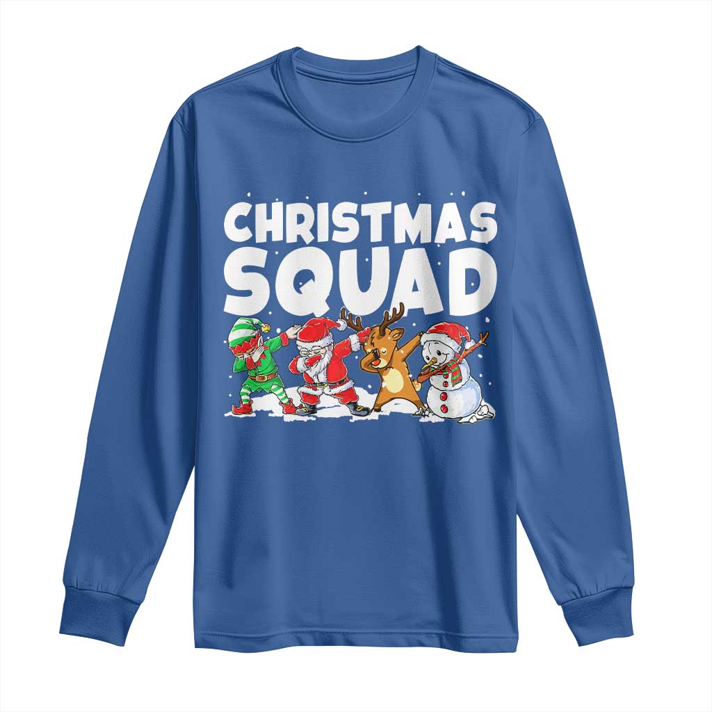 Christmas Squad Long Sleeve Shirt Santa Dabbing Elf Family Matching Pajamas TS10 Royal Blue Print Your Wear