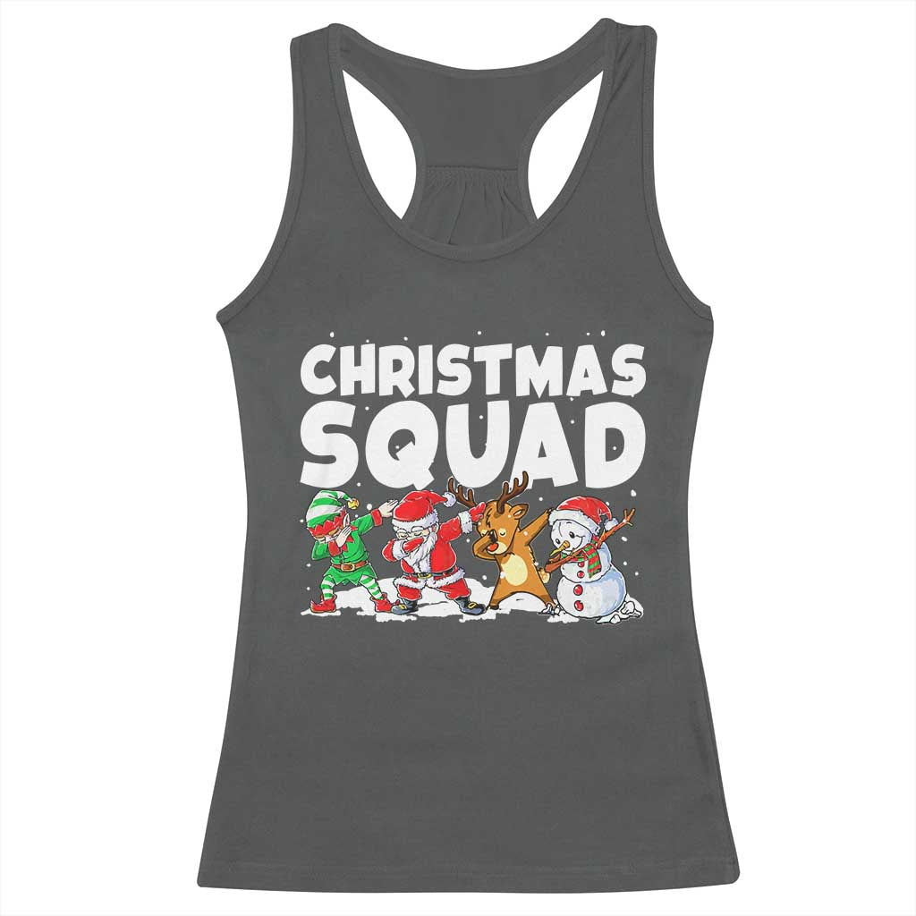 Christmas Squad Racerback Tank Top Santa Dabbing Elf Family Matching Pajamas TS10 Dark Heather Print Your Wear