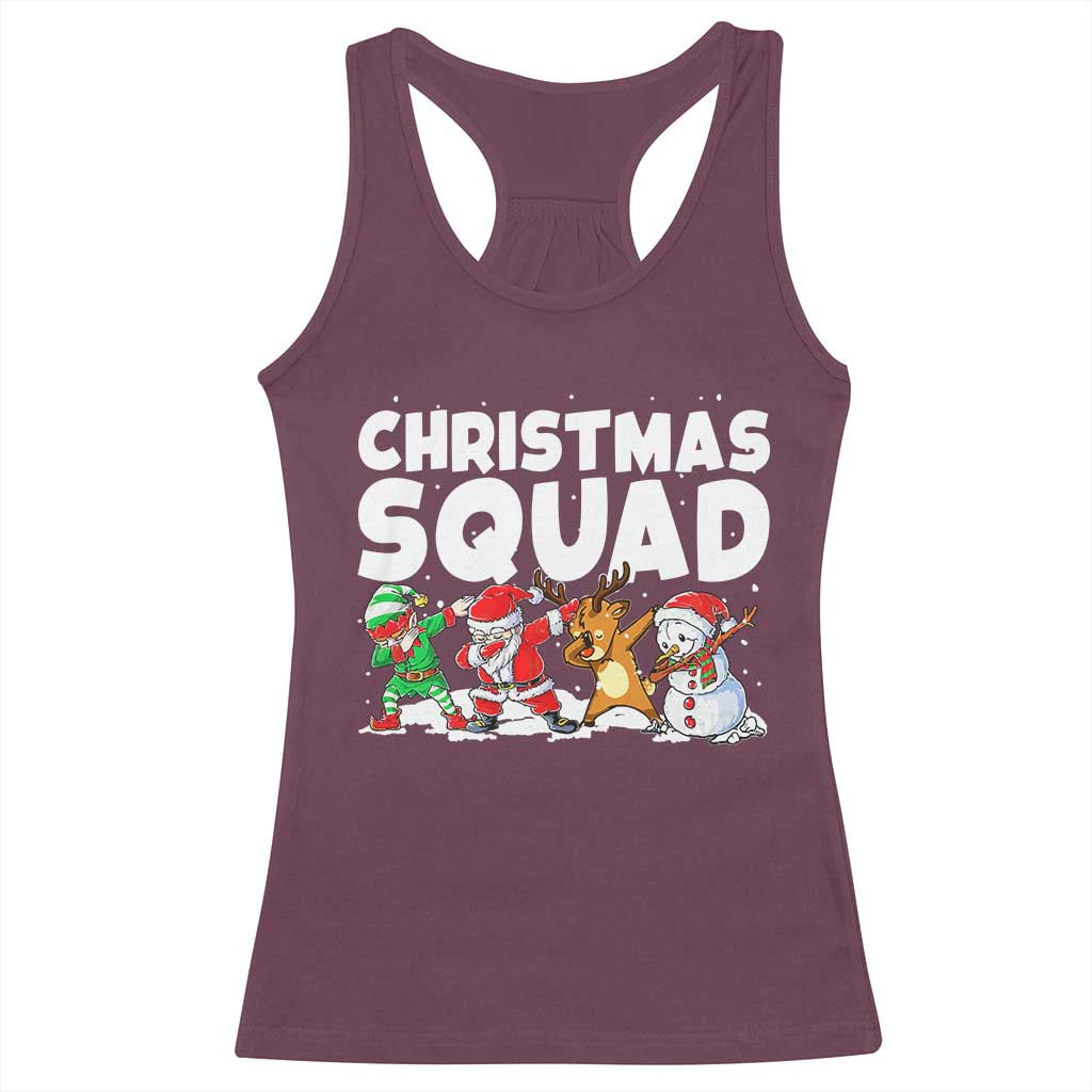 Christmas Squad Racerback Tank Top Santa Dabbing Elf Family Matching Pajamas TS10 Maroon Print Your Wear