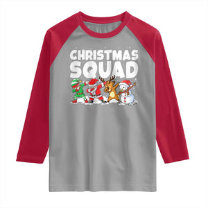 Christmas Squad Raglan Shirt Santa Dabbing Elf Family Matching Pajamas TS10 Sport Gray Red Print Your Wear