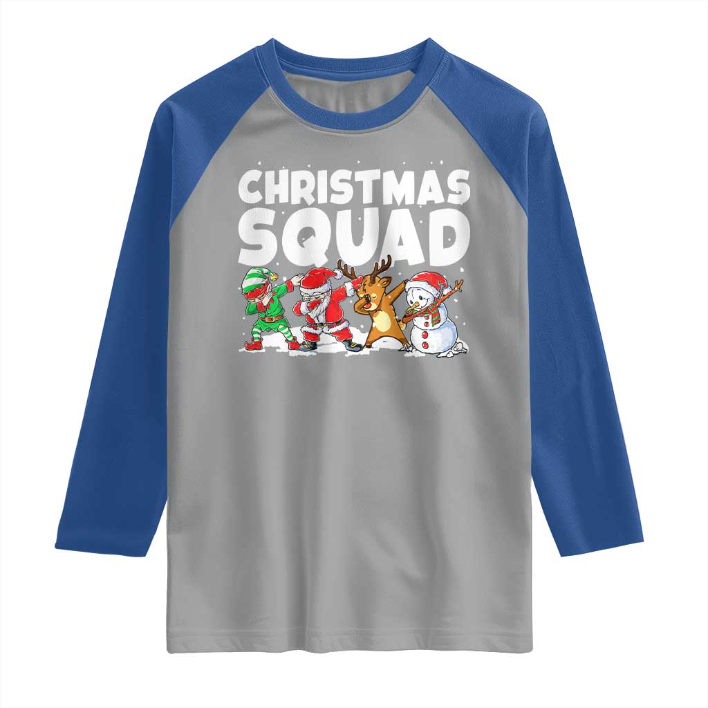 Christmas Squad Raglan Shirt Santa Dabbing Elf Family Matching Pajamas TS10 Sport Gray Royal Print Your Wear