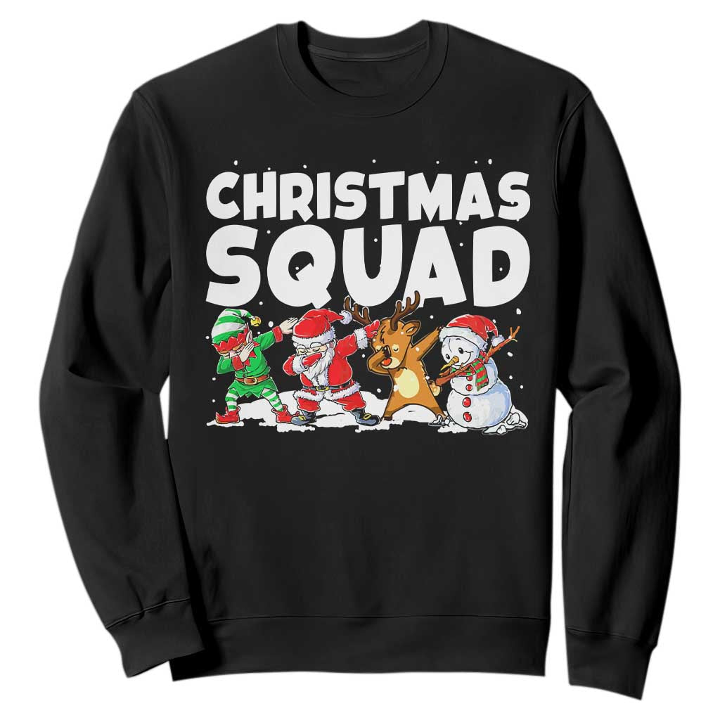 Christmas Squad Sweatshirt Santa Dabbing Elf Family Matching Pajamas TS10 Black Print Your Wear