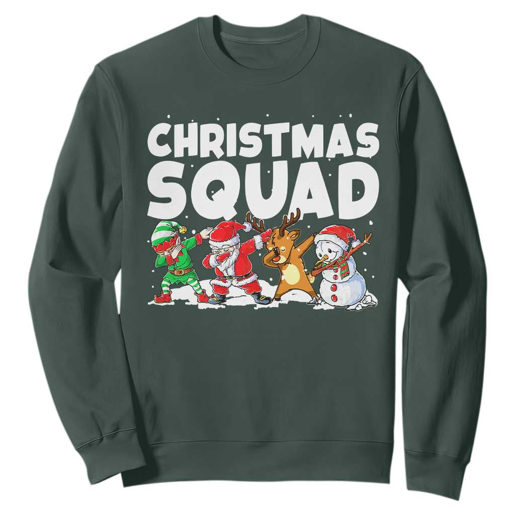 Christmas Squad Sweatshirt Santa Dabbing Elf Family Matching Pajamas TS10 Dark Forest Green Print Your Wear