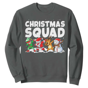 Christmas Squad Sweatshirt Santa Dabbing Elf Family Matching Pajamas TS10 Dark Heather Print Your Wear