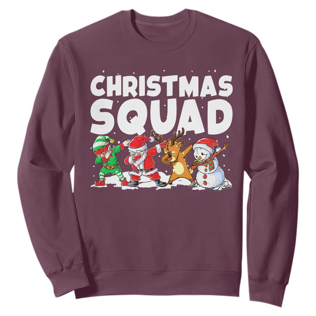 Christmas Squad Sweatshirt Santa Dabbing Elf Family Matching Pajamas TS10 Maroon Print Your Wear