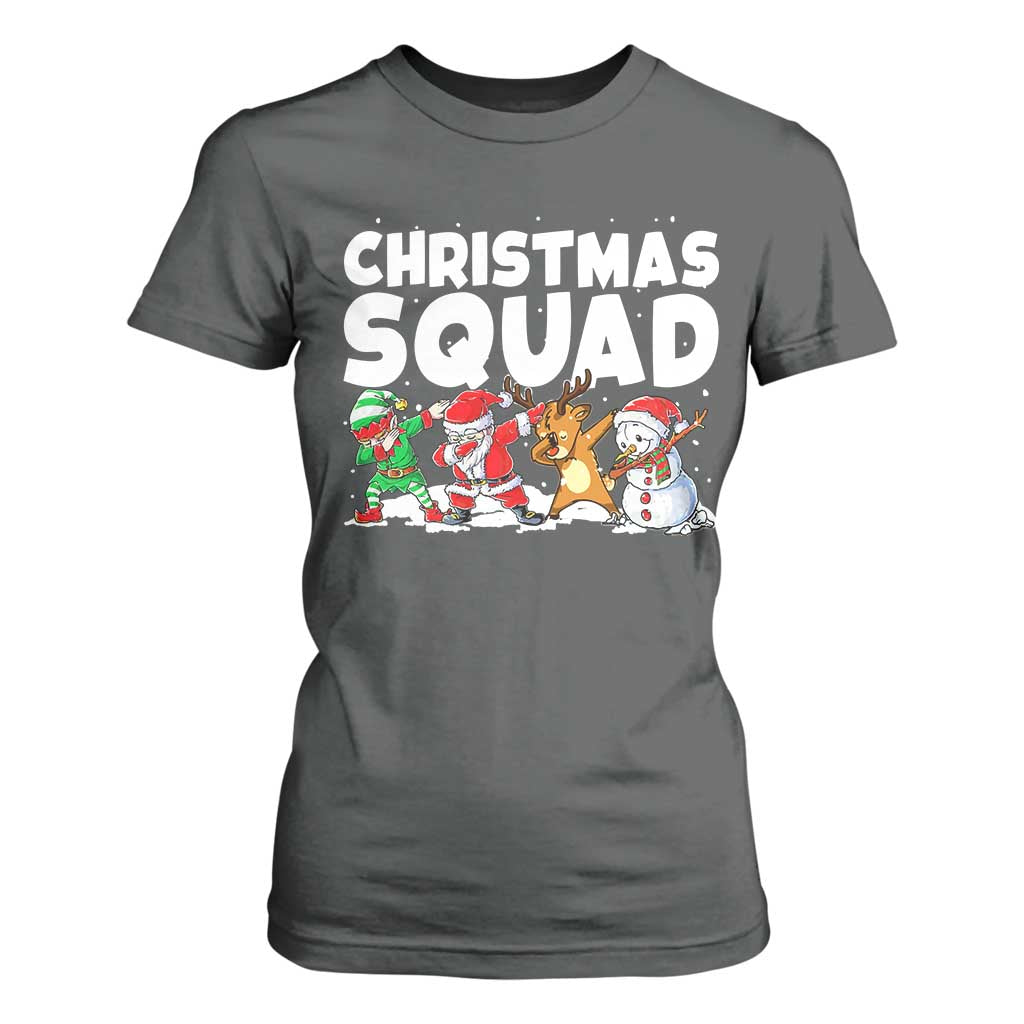 Christmas Squad T Shirt For Women Santa Dabbing Elf Family Matching Pajamas TS10 Dark Heather Print Your Wear