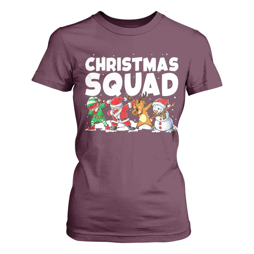 Christmas Squad T Shirt For Women Santa Dabbing Elf Family Matching Pajamas TS10 Maroon Print Your Wear