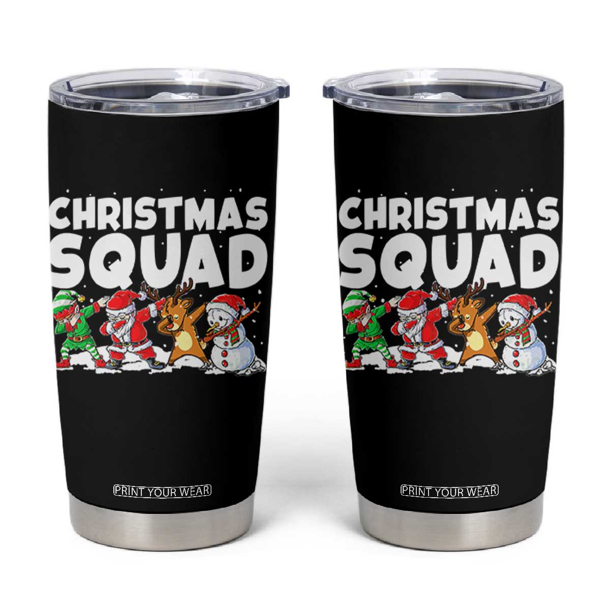 Christmas Squad Tumbler Cup Santa Dabbing Elf Family Matching Pajamas TS10 Black Print Your Wear