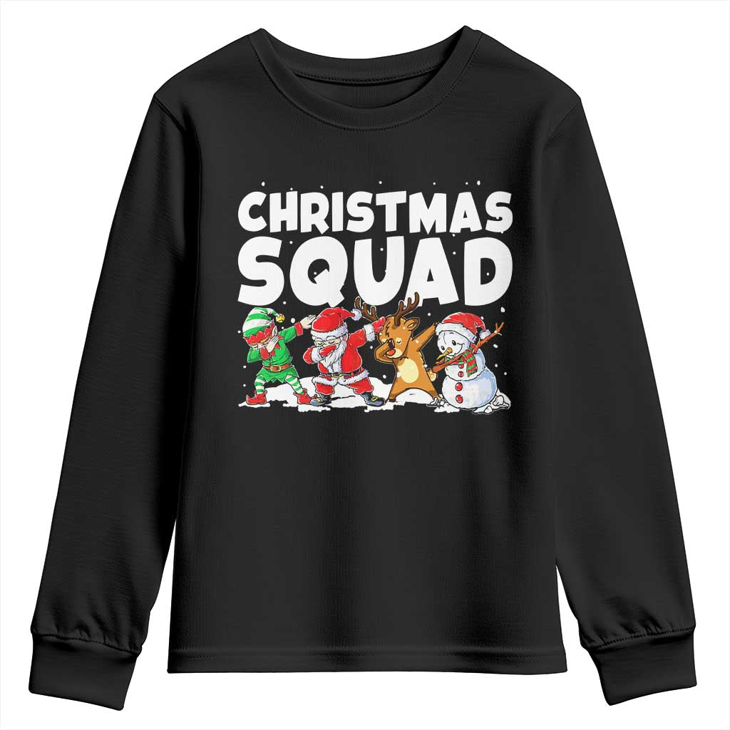 Christmas Squad Youth Sweatshirt Santa Dabbing Elf Family Matching Pajamas TS10 Black Print Your Wear