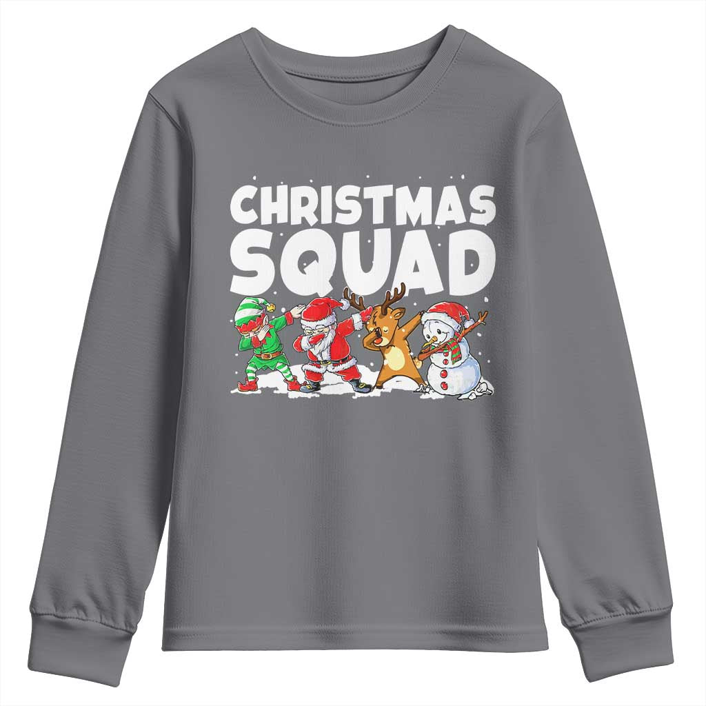 Christmas Squad Youth Sweatshirt Santa Dabbing Elf Family Matching Pajamas TS10 Charcoal Print Your Wear