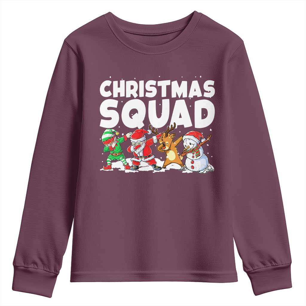 Christmas Squad Youth Sweatshirt Santa Dabbing Elf Family Matching Pajamas TS10 Maroon Print Your Wear