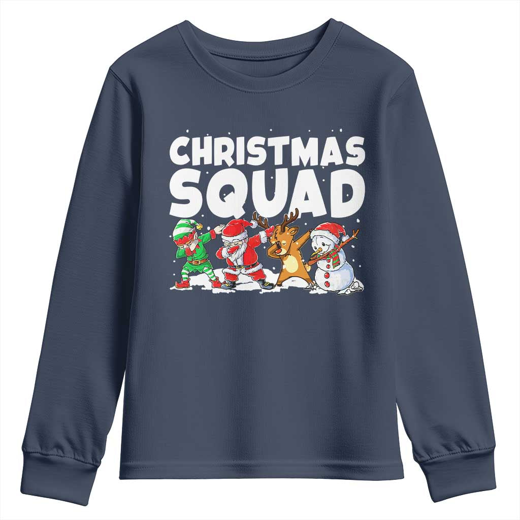 Christmas Squad Youth Sweatshirt Santa Dabbing Elf Family Matching Pajamas TS10 Navy Print Your Wear
