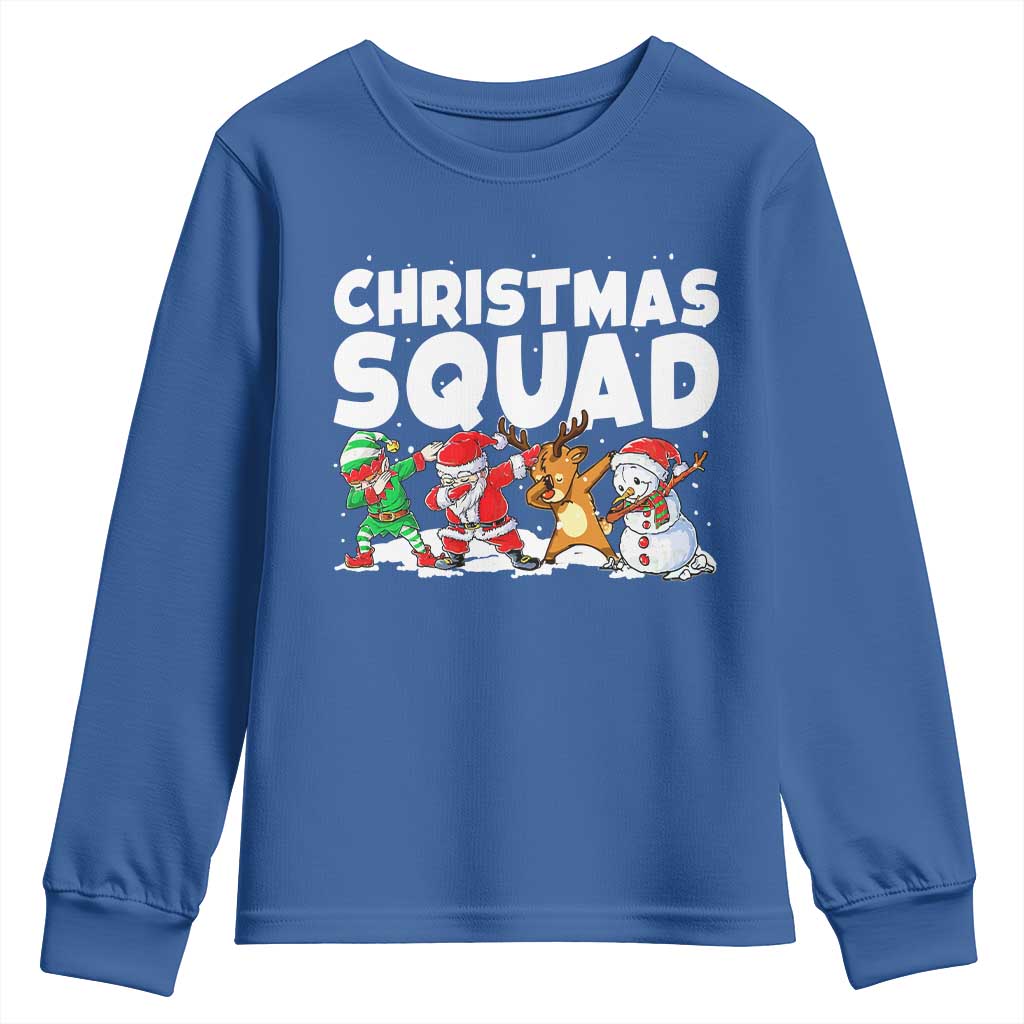 Christmas Squad Youth Sweatshirt Santa Dabbing Elf Family Matching Pajamas TS10 Royal Blue Print Your Wear