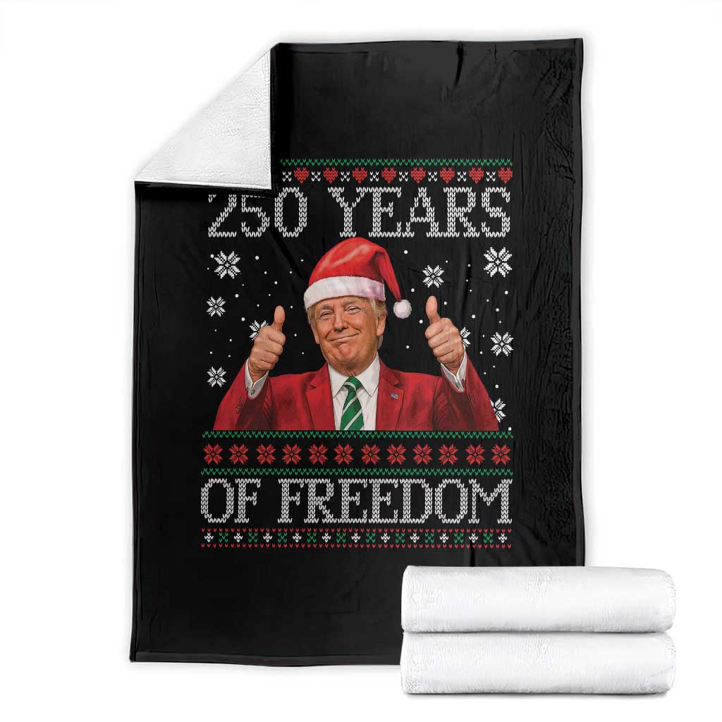 250 Years Of Freedom Christmas Throw Blanket 250th Anniversary USA Trump Ugly Xmas TS10 Black Print Your Wear