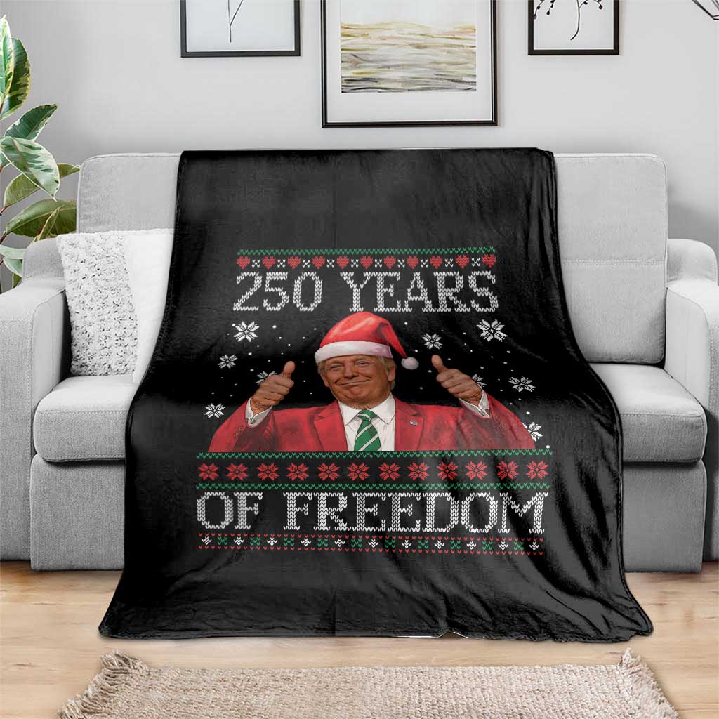 250 Years Of Freedom Christmas Throw Blanket 250th Anniversary USA Trump Ugly Xmas TS10 Print Your Wear