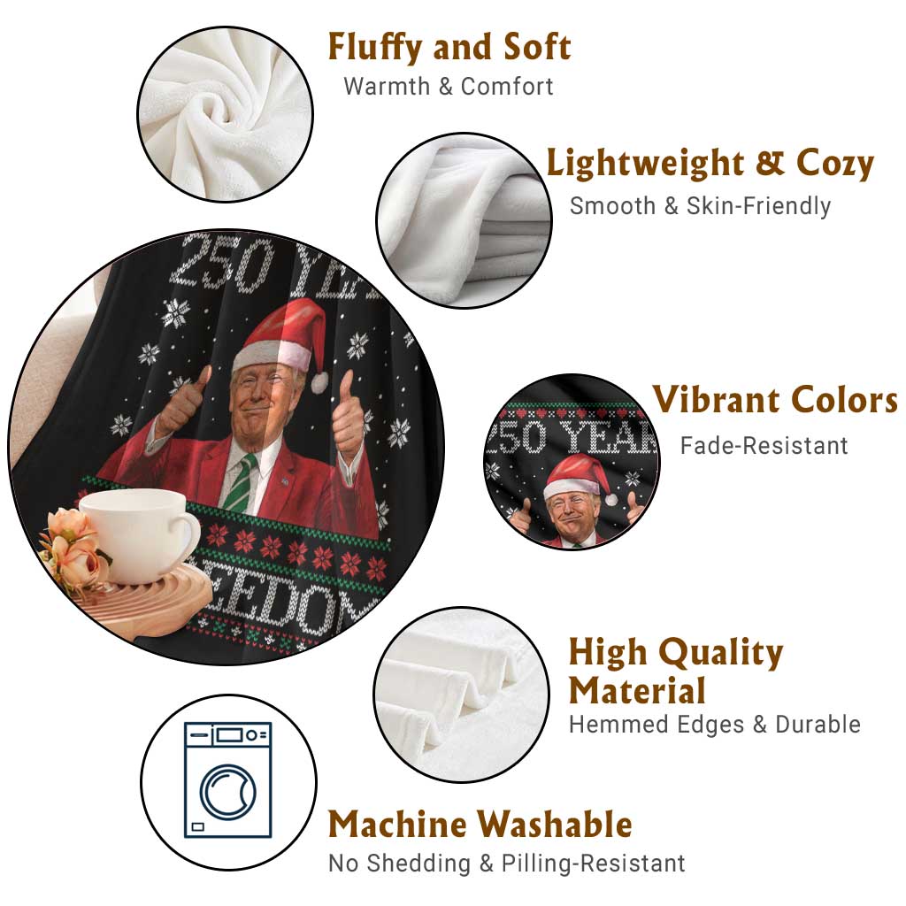 250 Years Of Freedom Christmas Throw Blanket 250th Anniversary USA Trump Ugly Xmas TS10 Print Your Wear