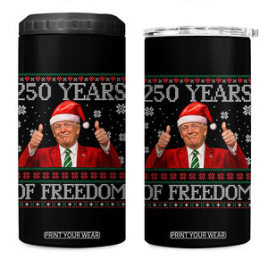 250 Years Of Freedom Christmas 4 in 1 Can Cooler Tumbler 250th Anniversary USA Trump Ugly Xmas - Print Your Wear