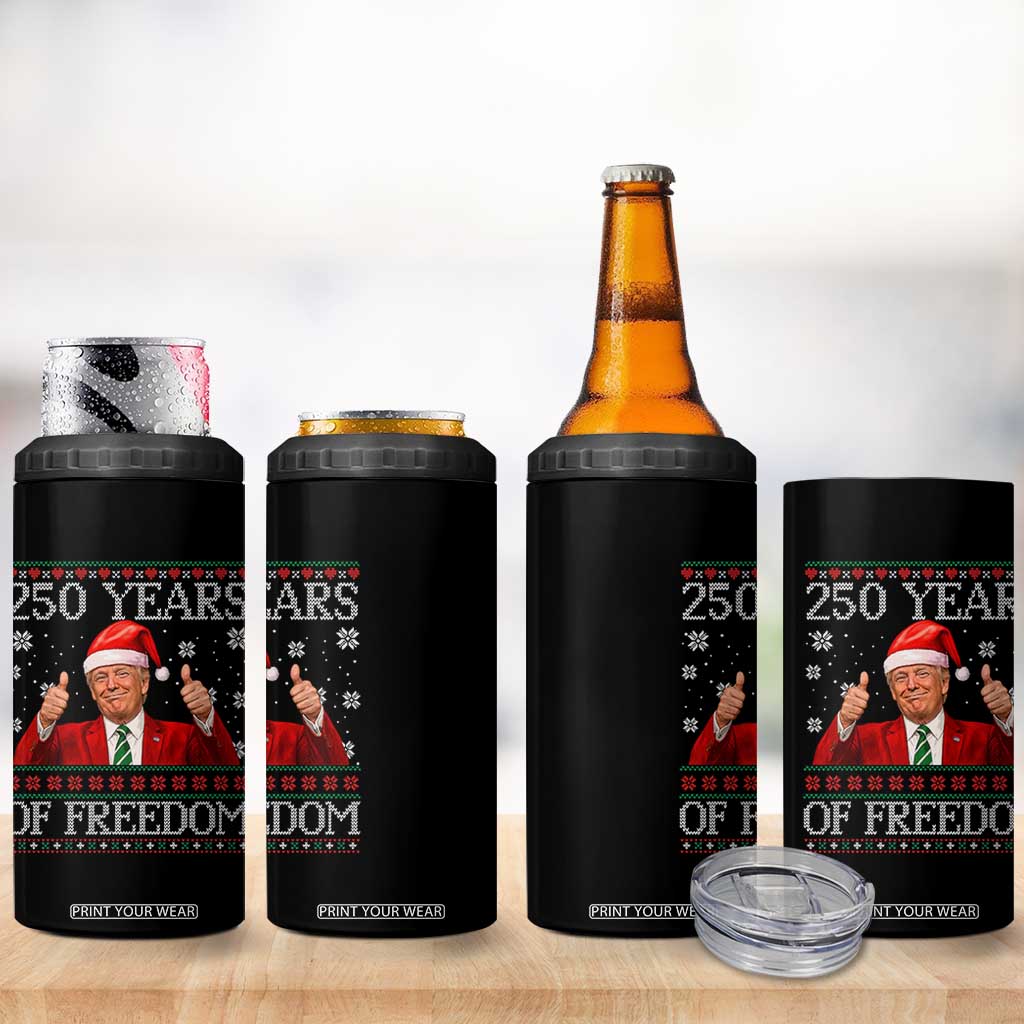 250 Years Of Freedom Christmas 4 in 1 Can Cooler Tumbler 250th Anniversary USA Trump Ugly Xmas TS10 Print Your Wear