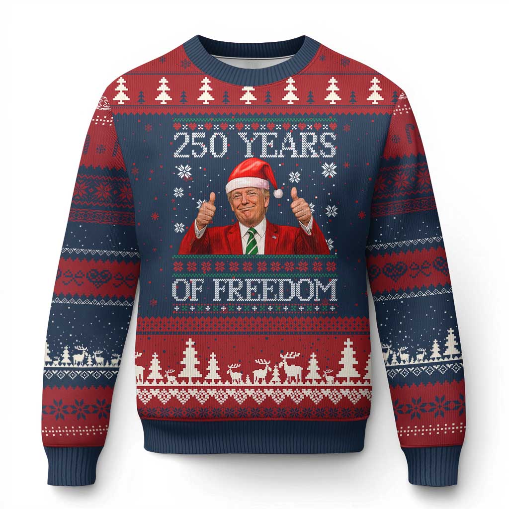 250 Years Of Freedom Xmas Ugly Christmas Sweater 250th Anniversary USA Trump Ugly Xmas TS10 Navy Red Print Your Wear