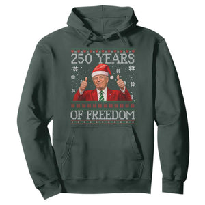 250 Years Of Freedom Christmas Hoodie 250th Anniversary USA Trump Ugly Xmas TS10 Dark Forest Green Print Your Wear