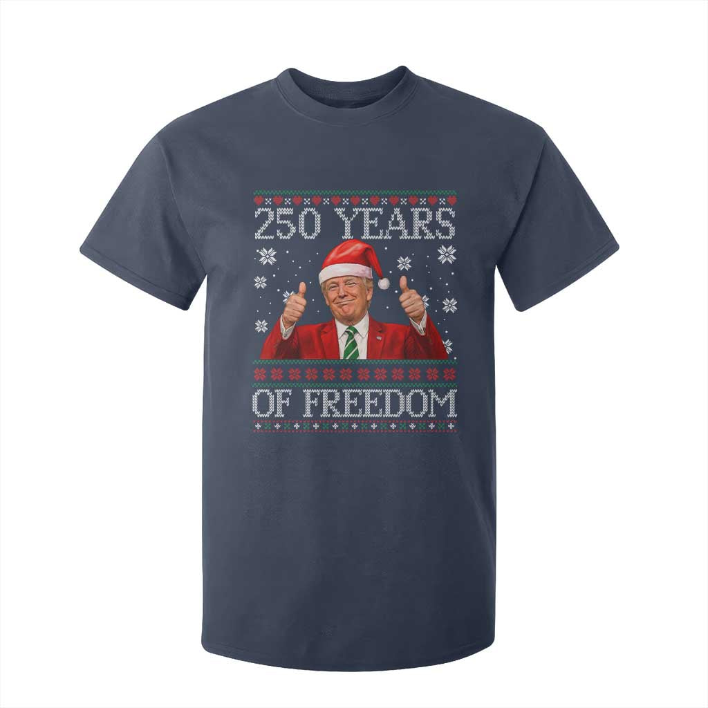 250 Years Of Freedom Christmas T Shirt For Kid 250th Anniversary USA Trump Ugly Xmas TS10 Navy Print Your Wear