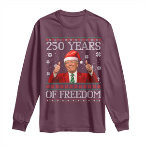 250 Years Of Freedom Christmas Long Sleeve Shirt 250th Anniversary USA Trump Ugly Xmas TS10 Maroon Print Your Wear