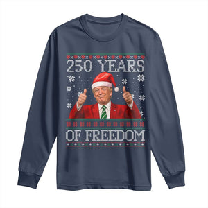 250 Years Of Freedom Christmas Long Sleeve Shirt 250th Anniversary USA Trump Ugly Xmas TS10 Navy Print Your Wear