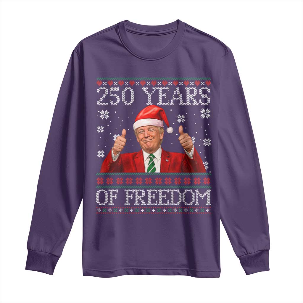 250 Years Of Freedom Christmas Long Sleeve Shirt 250th Anniversary USA Trump Ugly Xmas TS10 Purple Print Your Wear