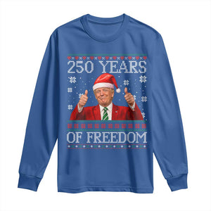 250 Years Of Freedom Christmas Long Sleeve Shirt 250th Anniversary USA Trump Ugly Xmas TS10 Royal Blue Print Your Wear