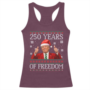 250 Years Of Freedom Christmas Racerback Tank Top 250th Anniversary USA Trump Ugly Xmas TS10 Maroon Print Your Wear