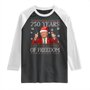 250 Years Of Freedom Christmas Raglan Shirt 250th Anniversary USA Trump Ugly Xmas TS10 Black White Print Your Wear