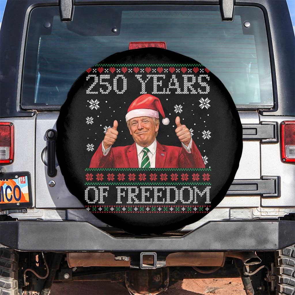 250 Years Of Freedom Christmas Spare Tire Cover 250th Anniversary USA Trump Ugly Xmas TS10 No hole Black Print Your Wear