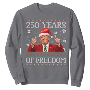 250 Years Of Freedom Christmas Sweatshirt 250th Anniversary USA Trump Ugly Xmas TS10 Charcoal Print Your Wear
