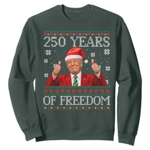 250 Years Of Freedom Christmas Sweatshirt 250th Anniversary USA Trump Ugly Xmas TS10 Dark Forest Green Print Your Wear