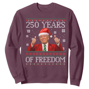 250 Years Of Freedom Christmas Sweatshirt 250th Anniversary USA Trump Ugly Xmas TS10 Maroon Print Your Wear